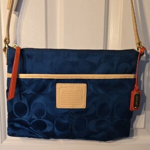 Coach Blue and Tan Crossbody Bag